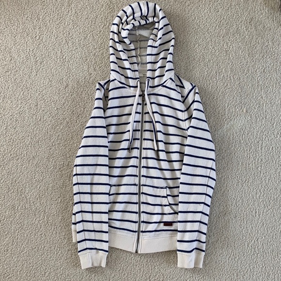 Roxy Tops - Blue and white striped Roxy hoodie